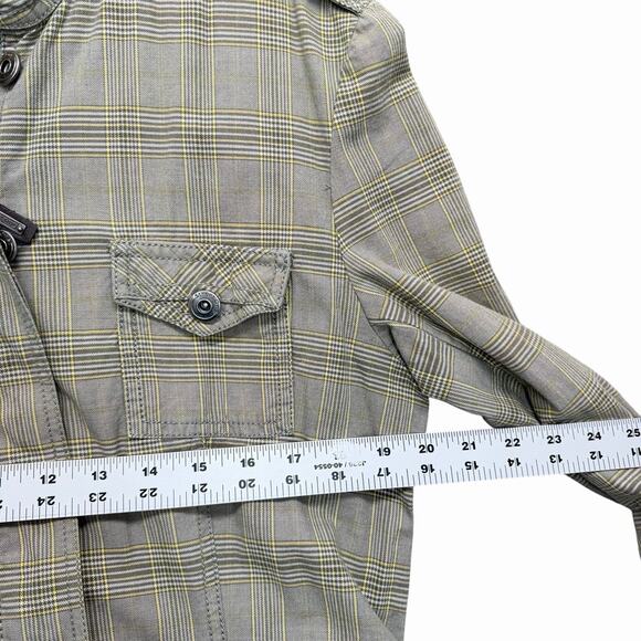 Street One Womens Plaid Military Jacket Sz L Olive Green Yellow Utility Unlined - Picture 3 of 12